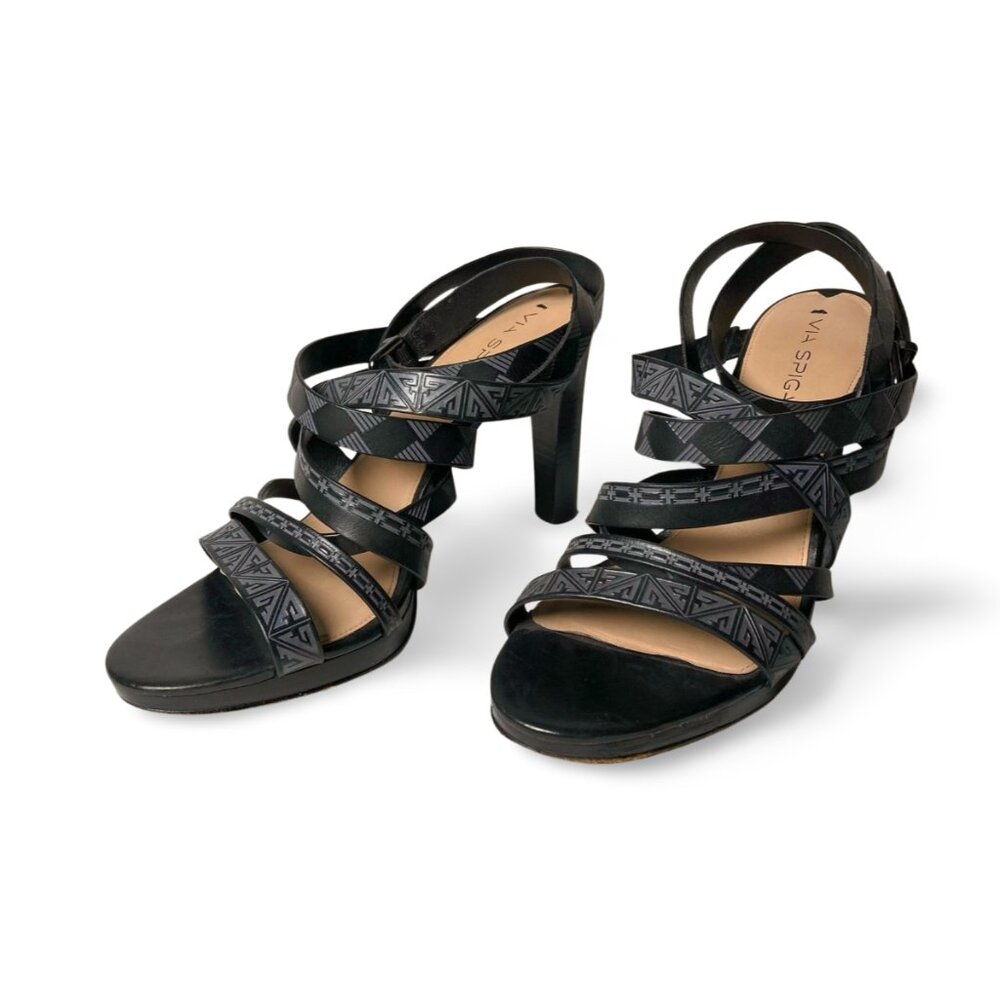Via Spiga Ramsey Strappy Leather Sandal Black